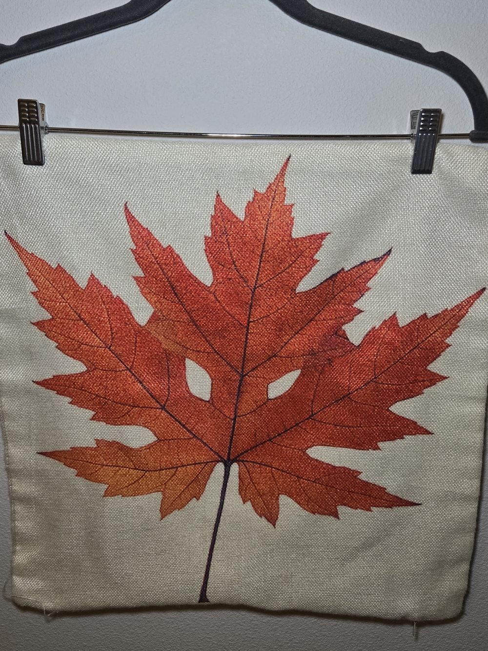 Autumn Maple Leaf Throw Pillow Covers Orange Canvas Accent